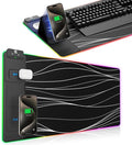 XXL Mouse Pad with Phone Holder, RGB Desk Mat with 15W Fast Charging, LED Large by miroddi