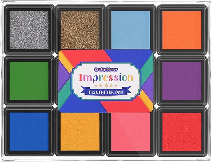 CraftyManor Mini 12 Color Pigment Ink Pads by CraftyManor
