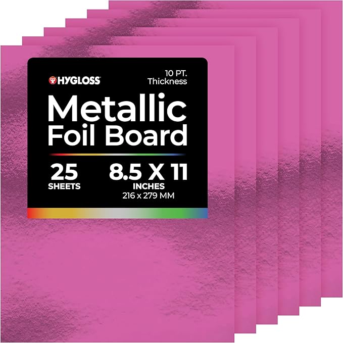 Hygloss Metallic Cardstock Sheets – 25 Shiny Purple Sheets, 8.5” x 11” by HyglossProductsInc