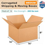 IDL Packaging - B-14148-5 Medium Corrugated Shipping Boxes 14"L x 14”W x 8"H - - Image 2