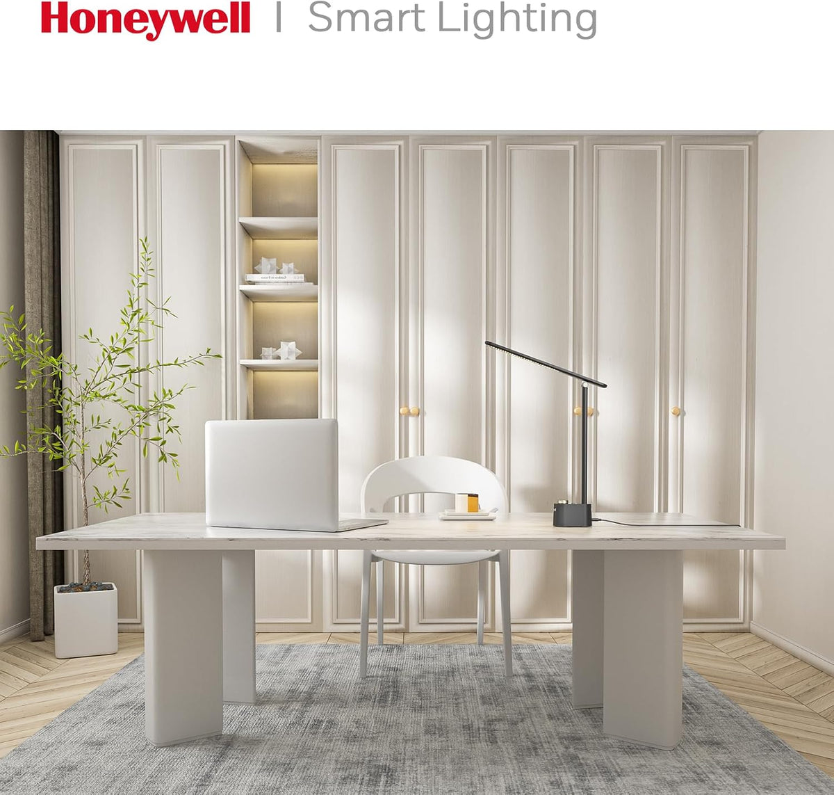 honeywell hwt-h01 led desk lamp, foldable & stepless on a desk or shelf