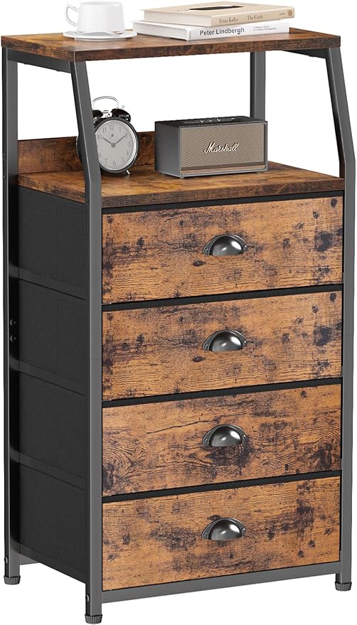 Furnulem Night Stand, Tall 4 Drawers Dresser by Furnulem