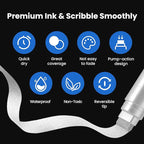 BIGTHUMB 3 Pcs Silver Jumbo Permanent Markers: 15mm Wide Tip Thick Acrylic - Image 3
