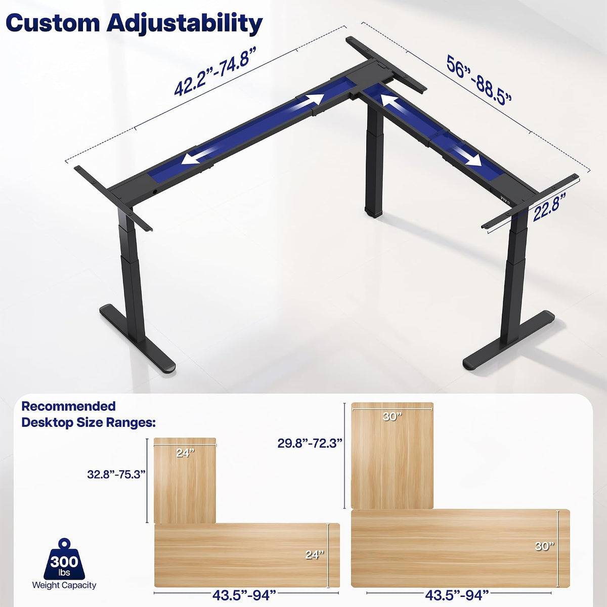VIVO Electric Corner 3-Leg Standing Desk Frame, Triple Motor