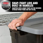 Rubbermaid Garage Storage Bins Black Plastic Stackable Storage - Image 4