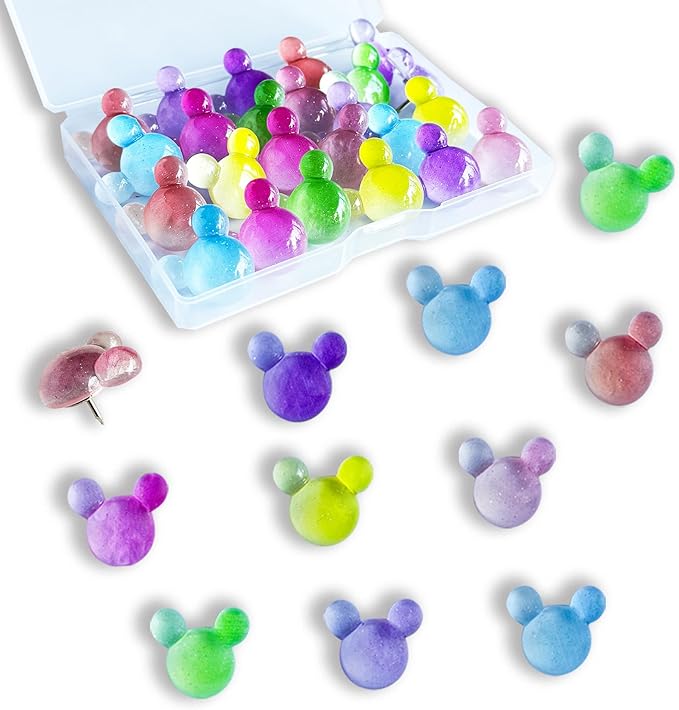 24 Pcs Thumb Tacks, Cute Push Pins, Colorful Decorative Pins, Mouse Tacks by Tandarui