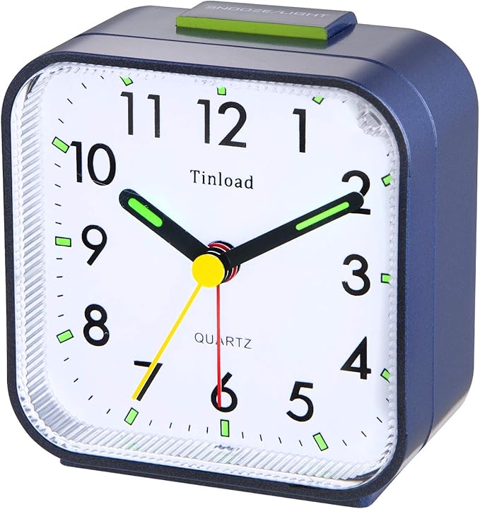 Tinload Small Battery Operated Analog Alarm Clock Silent Non Ticking, Ascending - Image 3