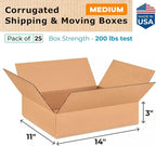 Medium Moving & Shipping Boxes 14"L x 11"W x 3"H - Image 2