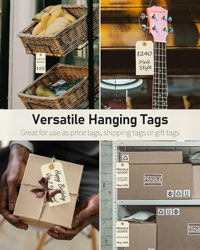 Uniclife 200 Pcs Manila Tags Blank Shipping Tags - Image 7