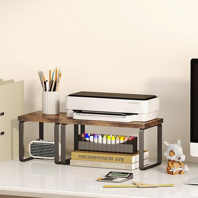 Homeiju Wooden Desktop Organizer Shelf, 2-Tier Adjustable Freestanding - Image 5