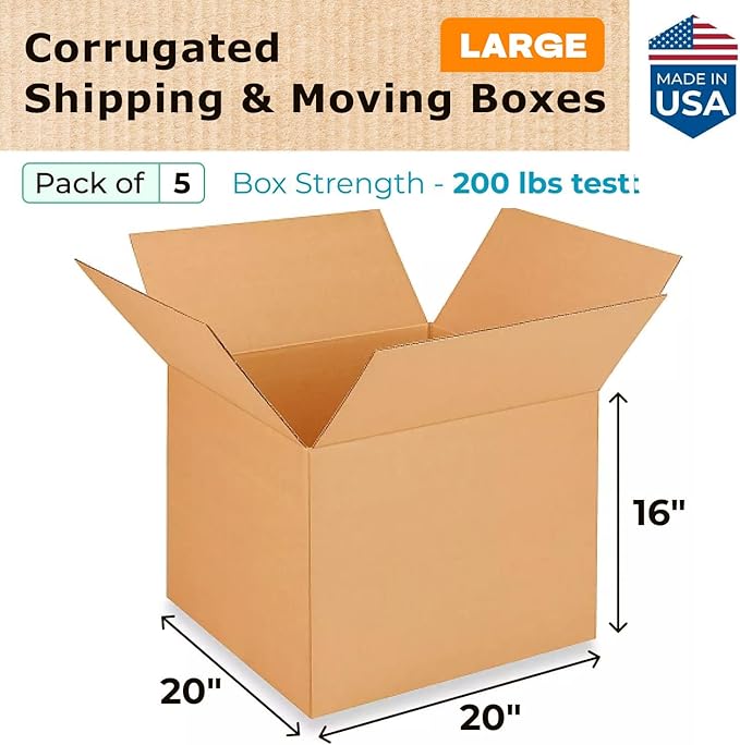 Extra Large Shipping & Moving Boxes 20 x 20 x 16 inches - Image 2