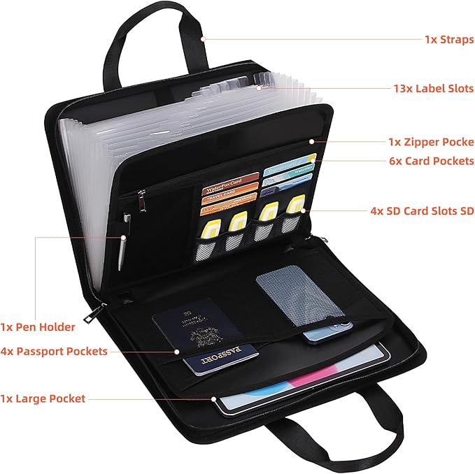 Fireproof Accordion File with Handle, Expandable File Folder Organizer - Image 4
