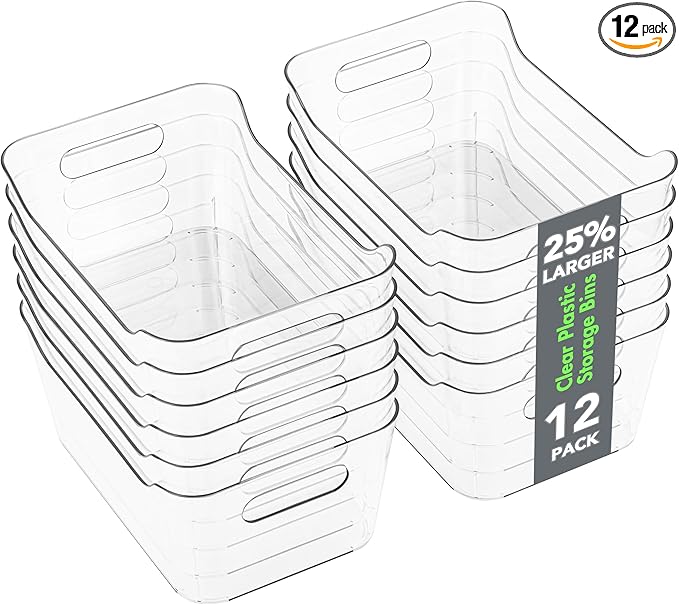 Tiawudi 12 Pack Plastic Storage Bins, Pantry Organizer, Shelf and Fridge by Tiawudi
