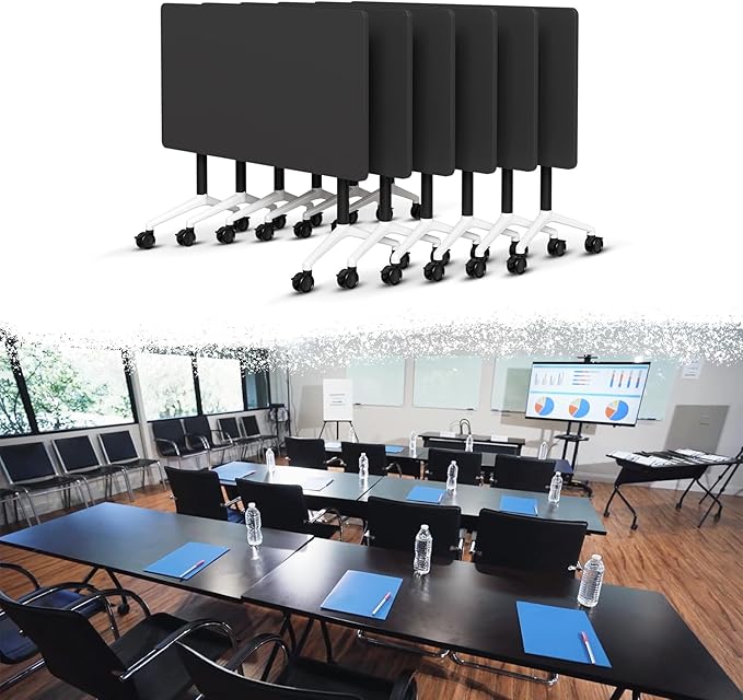 Goakwwuz Conference Room Table, Folding Conference Tables, Thicken Grey Tabletop by Goakwwuz