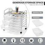 LDAILY 9 Drawer Rolling Storage Cart, Rolling Cart - Image 6