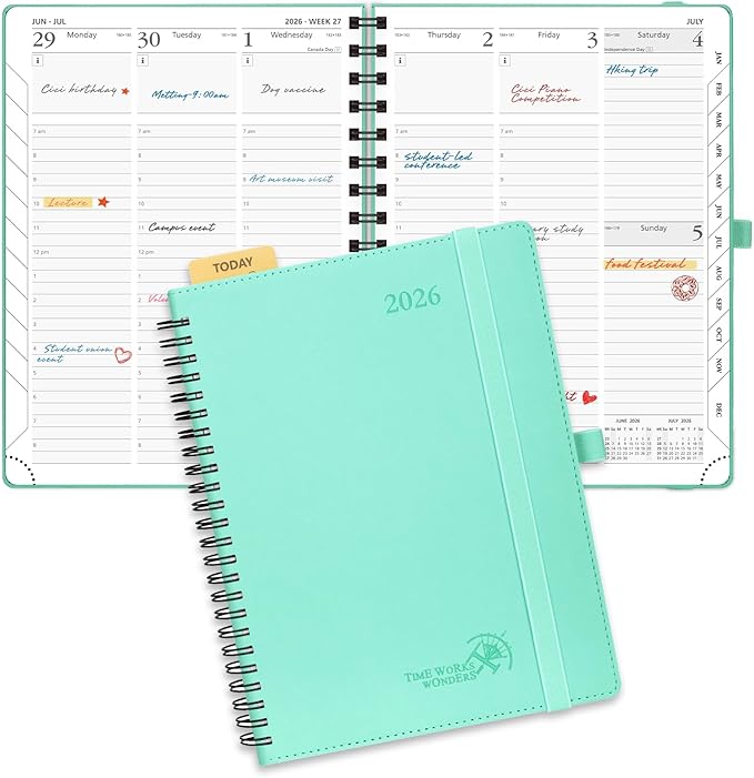 POPRUN 2026 Planner with Hourly Schedule, Vertical Layout by POPRUN