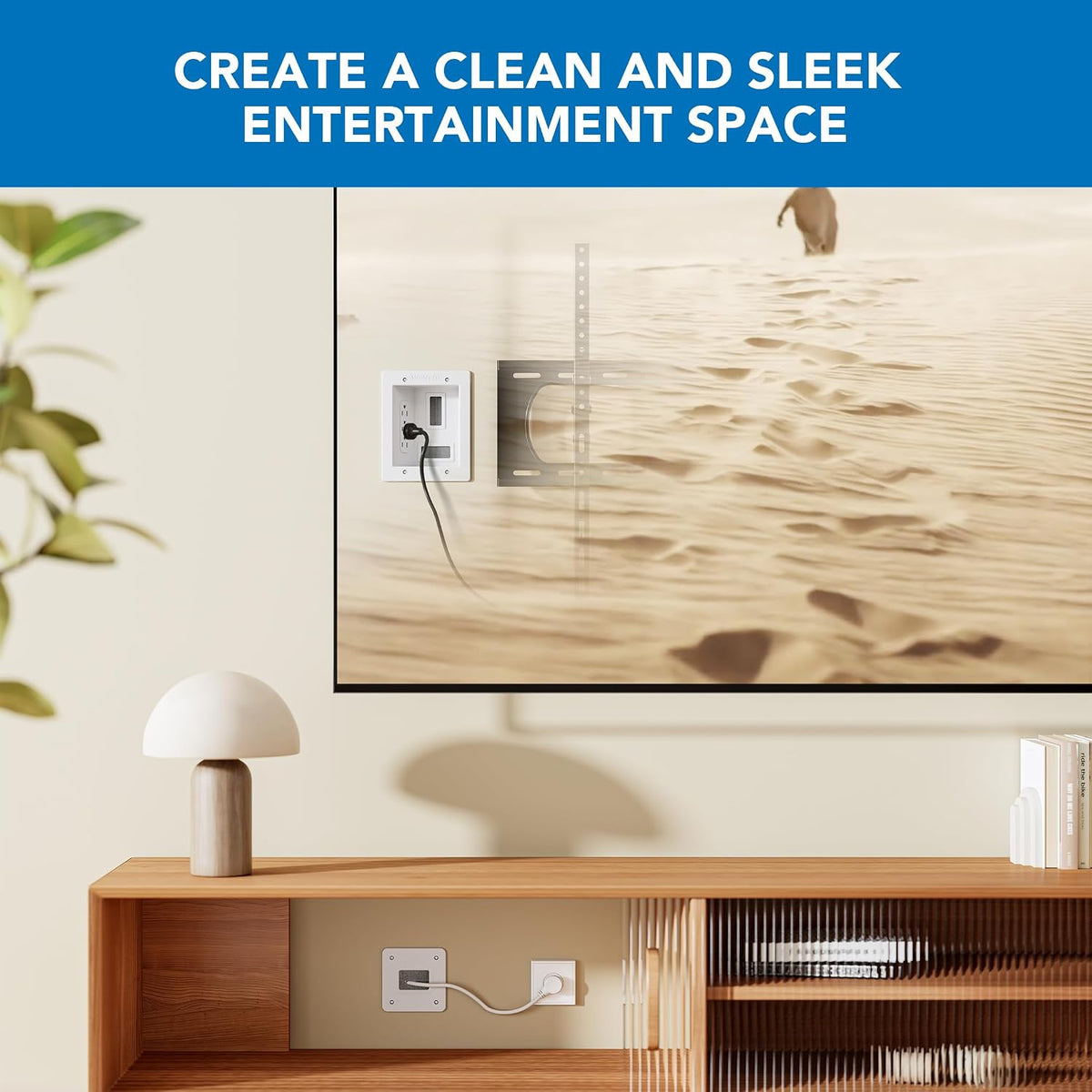 Mount-It! in-Wall TV Cable Concealer Kit with Recessed Power – Triple Outlet,...