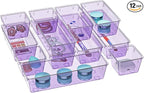 WOWBOX 12 Pack Clear Drawer Organizer Set, Acrylic Drawer Storage Trays by WOWBOX
