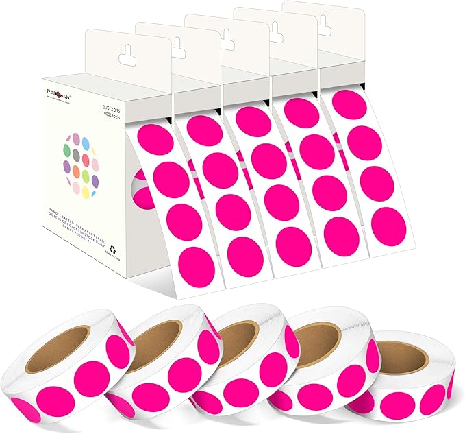 PARLAIM 3/4 Inch Roll Color Coding Labels, 10000 per 10 Rolls Round Permanent by PARLAIM