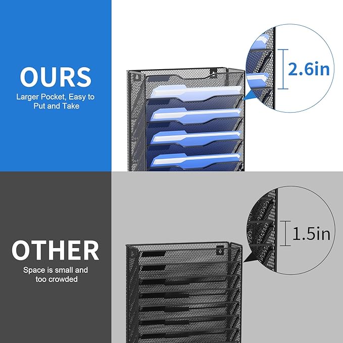 OUTWOLF 10 Tier Hanging Wall File Organizer Wall Mount Paper Document Folder - Image 4