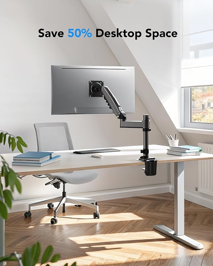 HUANUO Single Monitor Arm for 13-32 inch Screens, Holds 19.8lb, Adjustable - Image 5