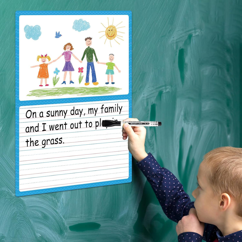 Jumbo Magnetic Draw & Write Paper 21.5x17in Dry Erase Handwriting Lined Paper for Classroom Whiteboard Accessories Writing Chart Page Giant Magnet Notebook Poster Graduation Supplies Teacher Must Have