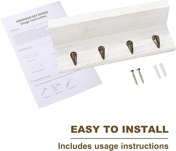 HRONRAD Rustic Key Holder for Wall, Farmhouse Wall Shelf - Image 7