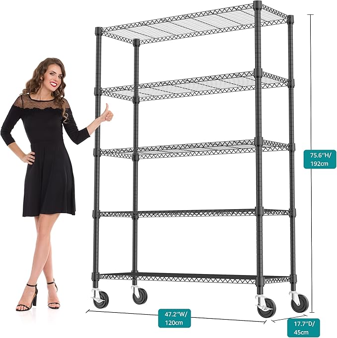 M MZG 5 Tiers Shelf 1750 lbs Steel Storage Shelving Utility Shelving Unit Steel - Image 3
