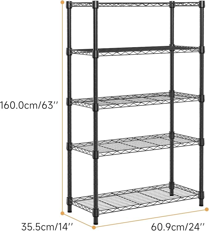 M MZG 1250 lbs Storage Shelving Utility Shelving Unit 5-Tier Utility Shelving - Image 8