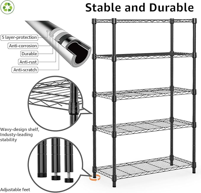 M MZG 1250 lbs Storage Shelving Utility Shelving Unit 5-Tier Utility Shelving - Image 4