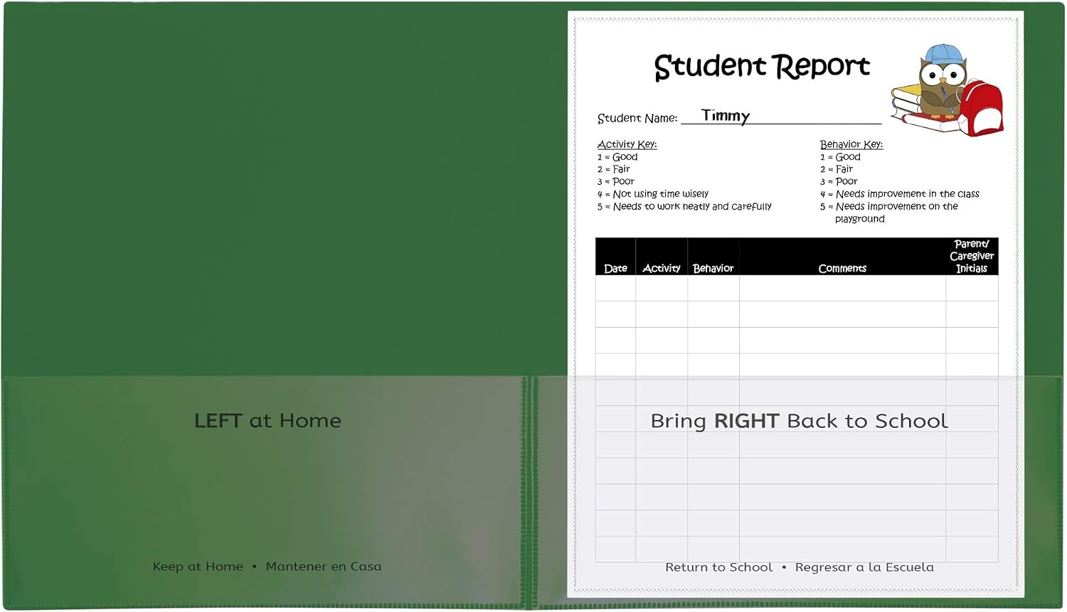 C-Line Classroom Connector School-to-Home Folders, Green, 25 per Box (32003)