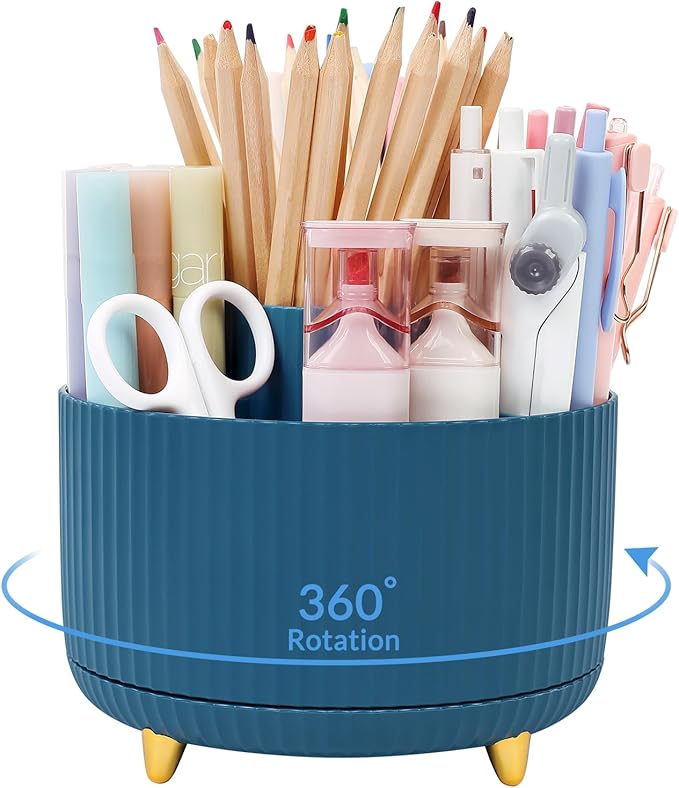 SKYDUE 360 Degree Rotating Desk Organizer, Dual-Purpose Pencil Pen Holder by SKYDUE
