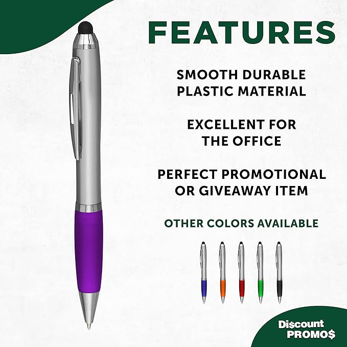 DISCOUNT PROMOS Stylus Ballpoint Pens Set of 10, Bulk Pack - Image 2