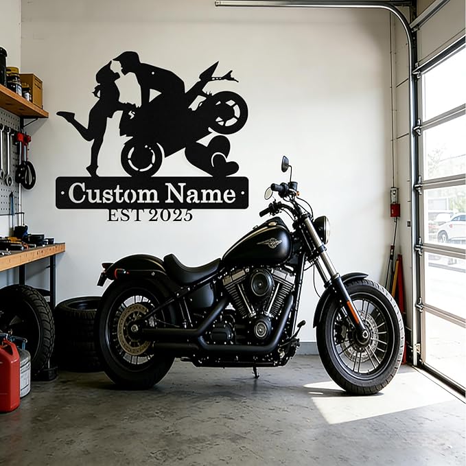 Custom Motorcycle Couple Metal Signs Personalized Biker Couple Name Sign Custom - Image 8