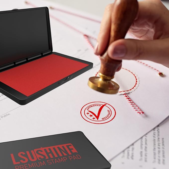 Large Stamp Pad, 6.1 x 3.4 Inch Red Ink Pad Premium Quality Felt Pad Rubber - Image 5