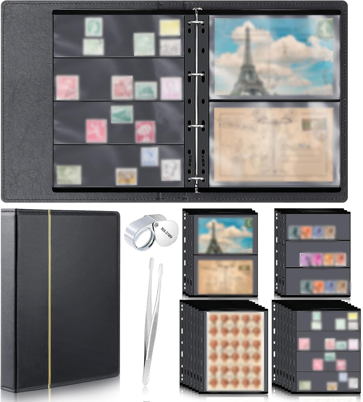 Lewtemi Stamp Collecting Albums Set Stamp Collection Book Include 20 Pages