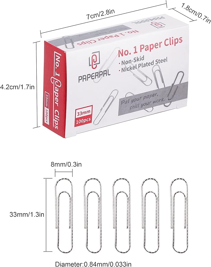 PAPERPAL Paperclips for Office School & Personal Use, #1 Nonskid Paper Clip - Image 2
