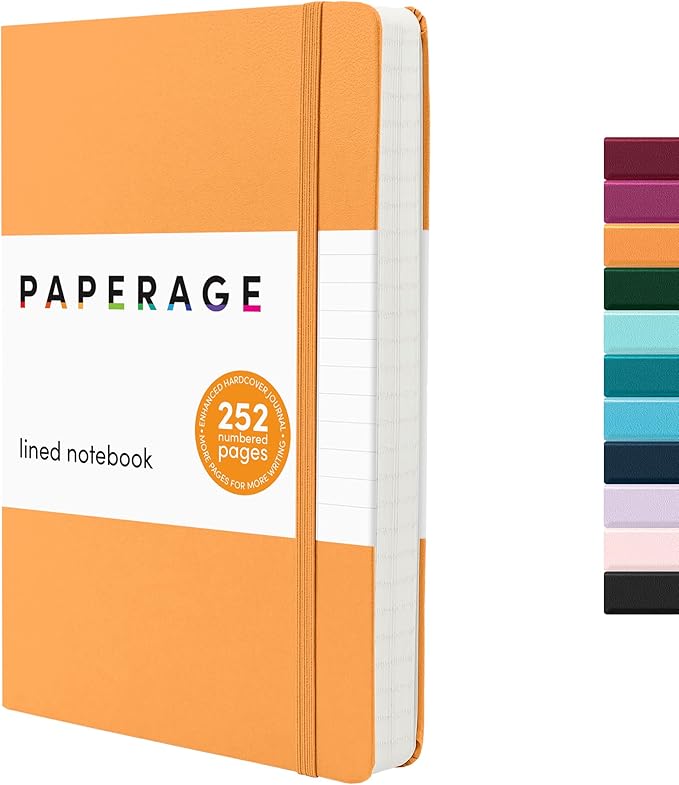 PAPERAGE Lined Journal Notebook, 252 Pages, Medium 5.6 in x 8 in by PAPERAGE