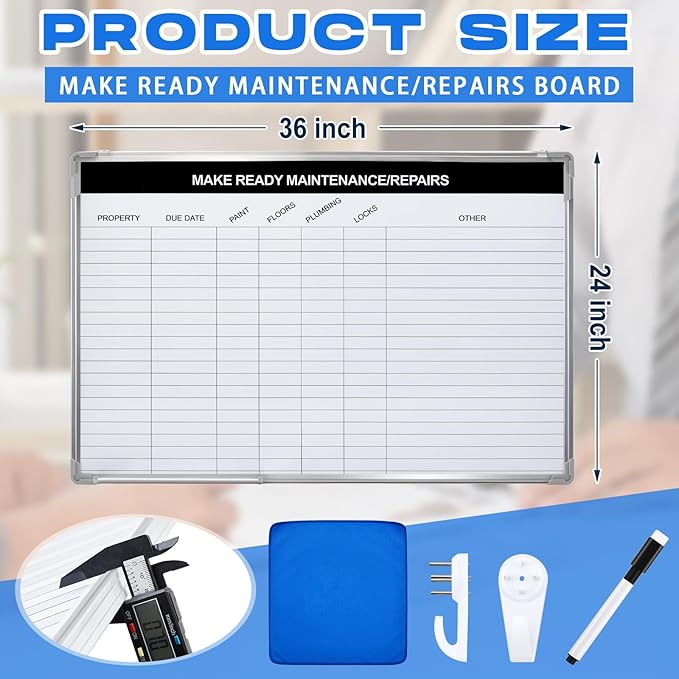 Lincia Make Ready Maintenance/Repairs Dry Erase Whiteboard Magnetic Dry Erase - Image 2