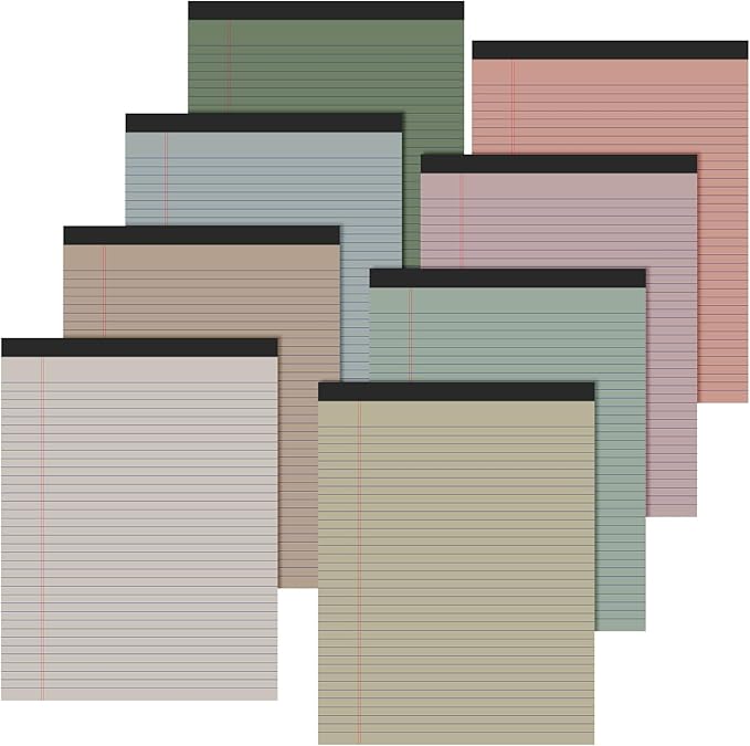 Fuutreo 8 Pcs 8.5'' x 11'' Colored Legal Pad Writing Pads Narrow Ruled 50 by Fuutreo
