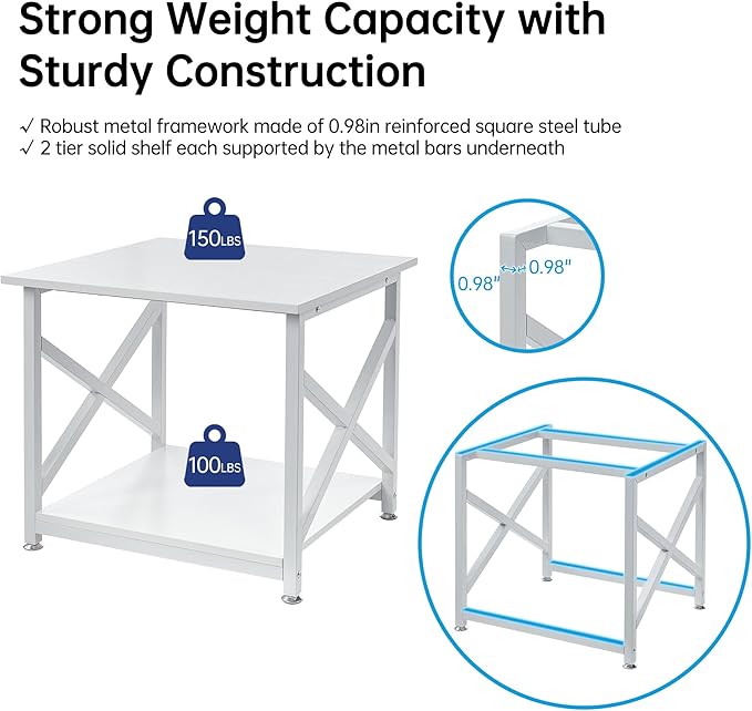 Fannova 23.6 x 23.6 Inches Large Printer Stand, 2 Tier Square Printer Table - Image 4