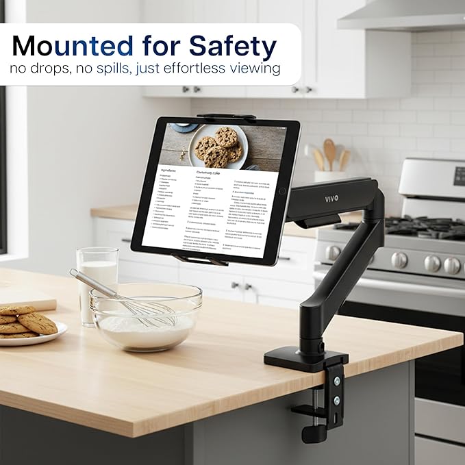 VIVO Height Adjustable Counterbalance Mechanical Arm Tablet Desk Mount - Image 9