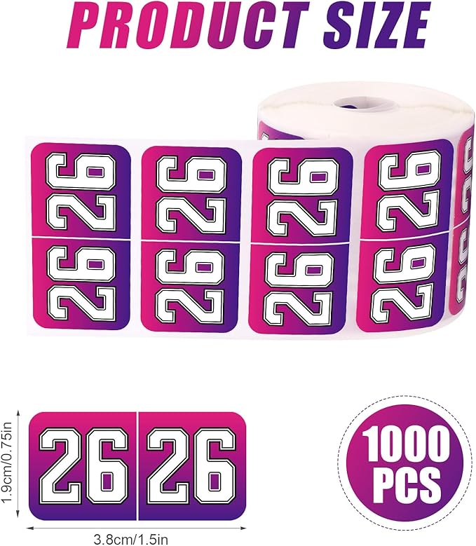 1000pcs 2026 Year Stickers, 3/4x1-1/2 Inch 26 Year Colored Self-Adhesive - Image 2