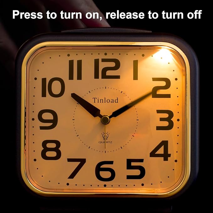 Tinload 5.5" Large Analog Alarm Clock Silent Non Ticking, Gentle Wake, Beep - Image 3