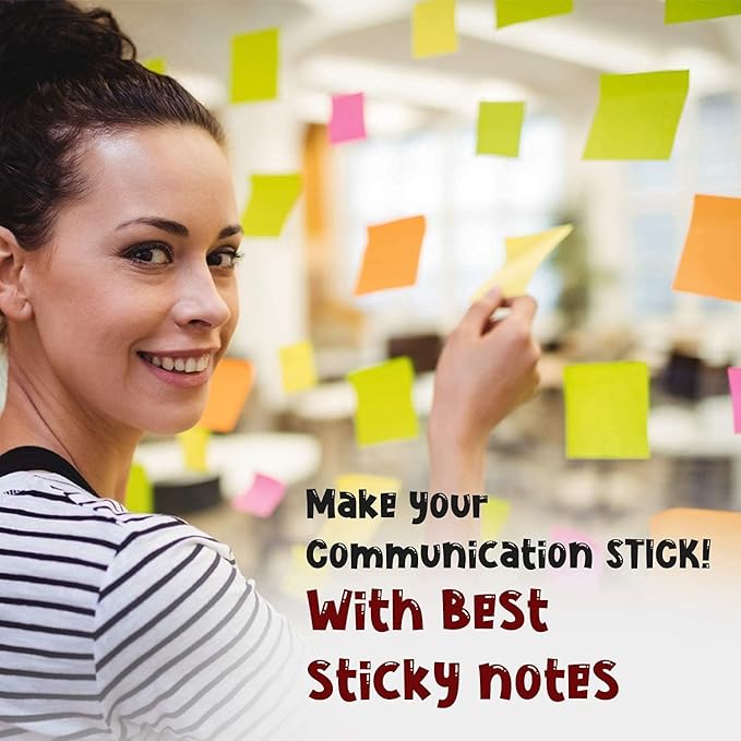 Sticky Notes 3x3 in 100 Sheets/Pad, Self-Sticky Note Pads, 6 Bright Colors - Image 3