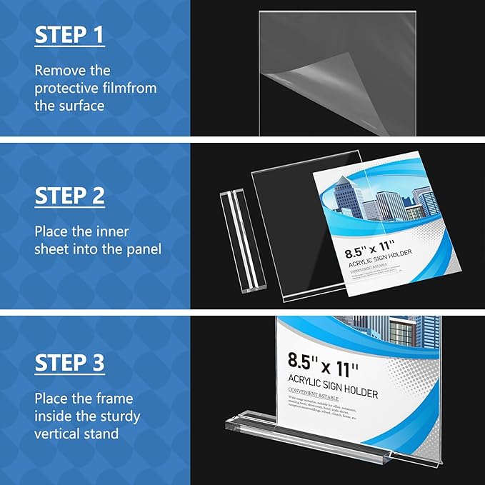 Eocnrhe Acrylic Sign Holder 8.5 x 11 12 Pack, Double-Sided Clear Sign Holder - Image 5
