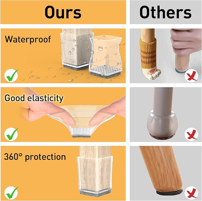 Clear Square Chair Leg Protector - Image 5