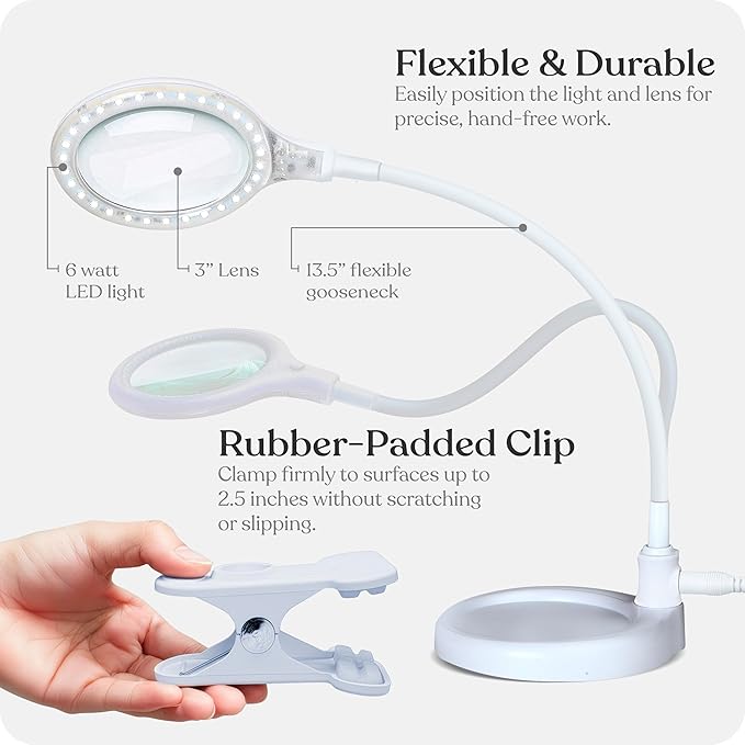 Brightech LightView Pro Flex 2 in 1 Magnifying Desk Lamp, 2.25x Light Magnifier - Image 5