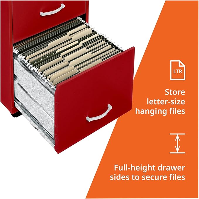 LYS SOHO Box/File/File Mobile Red File Cabinet, 3 Drawer - Image 5