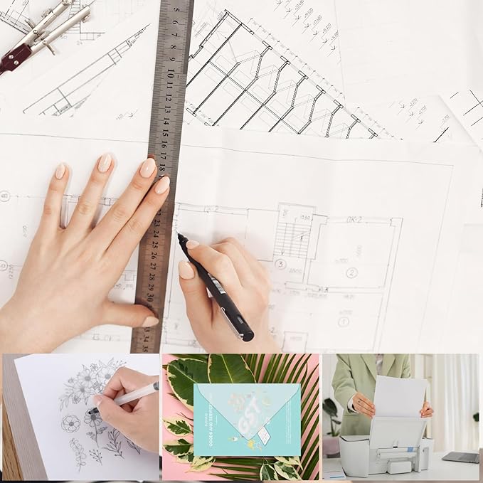 100 PCS 11x17 Inch Translucent Vellum Paper 60 GSM Drafting Vellum Tracing - Image 5